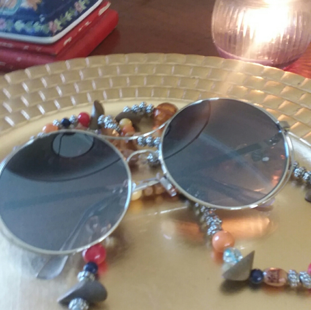 NWOT- SUNGLASSES -silver and semi dark purple tint